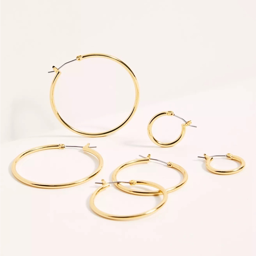 NWT Gold Plated Hoop Earring Set by Free People